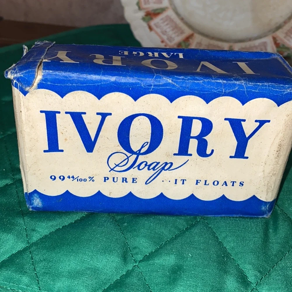 Antique ZBT Baby Powder Tin & Large Bar of Ivory Soap Dated Plate 1909